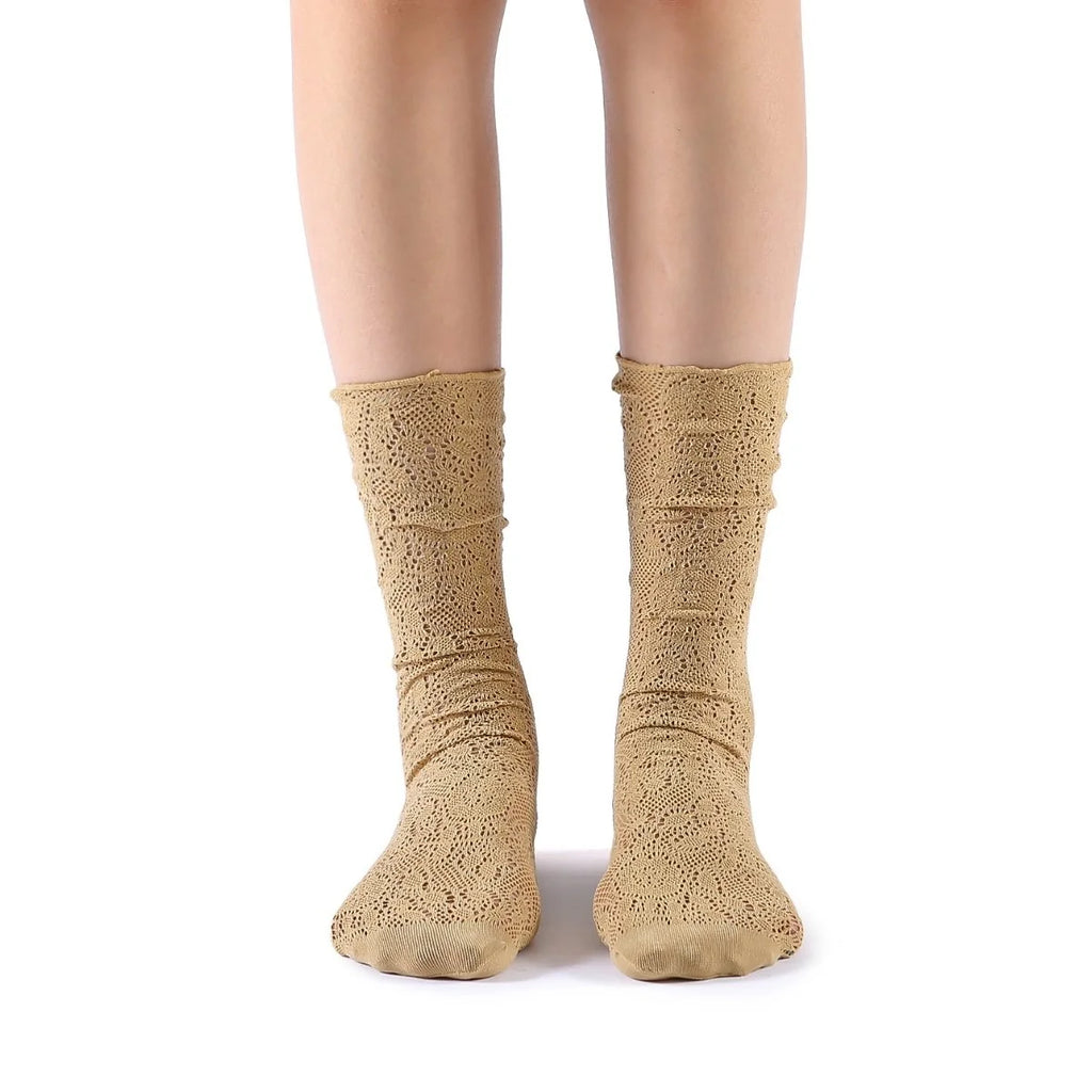 Lola Lace Crew Sock | Beige