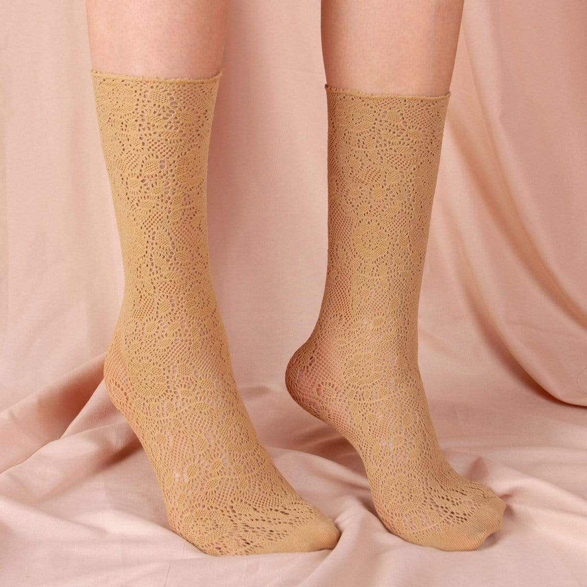 Lola Lace Crew Sock | Beige Main image