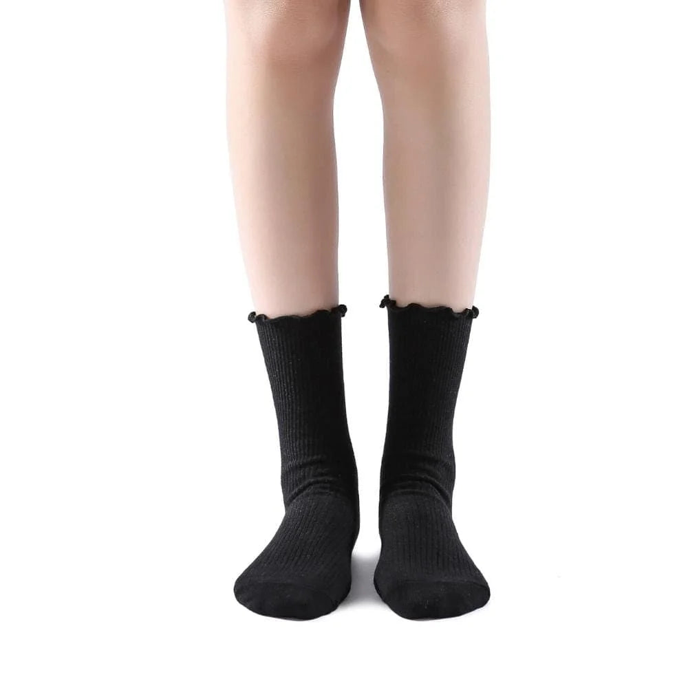Princess Lulu Ruffle Crew Sock | Black Main image