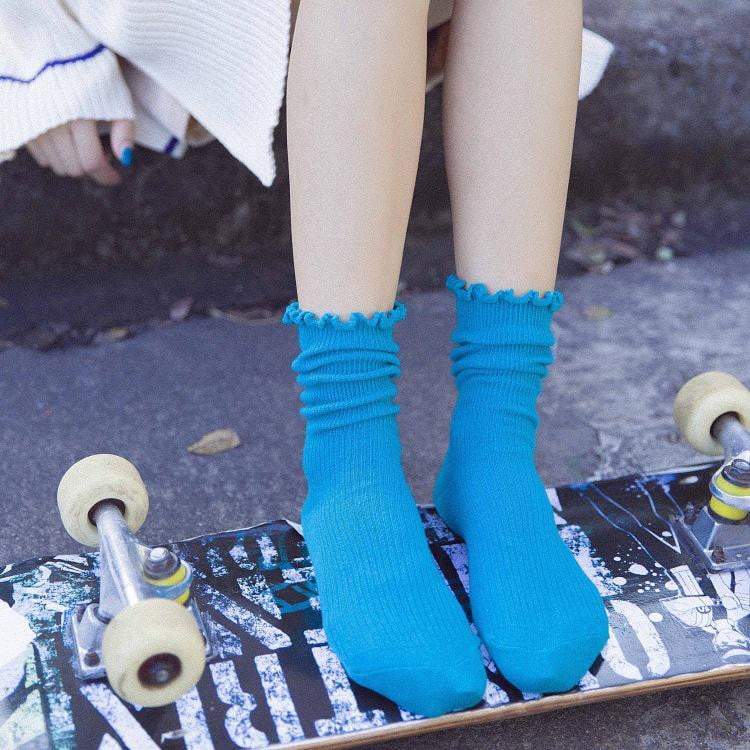 Princess Lulu Ruffle Crew Sock | Blue