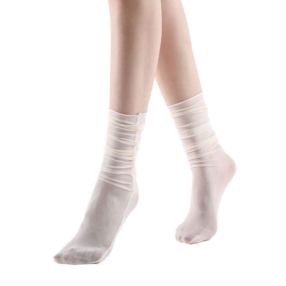 Neverminder Slouch Sheer Crew Sock | White