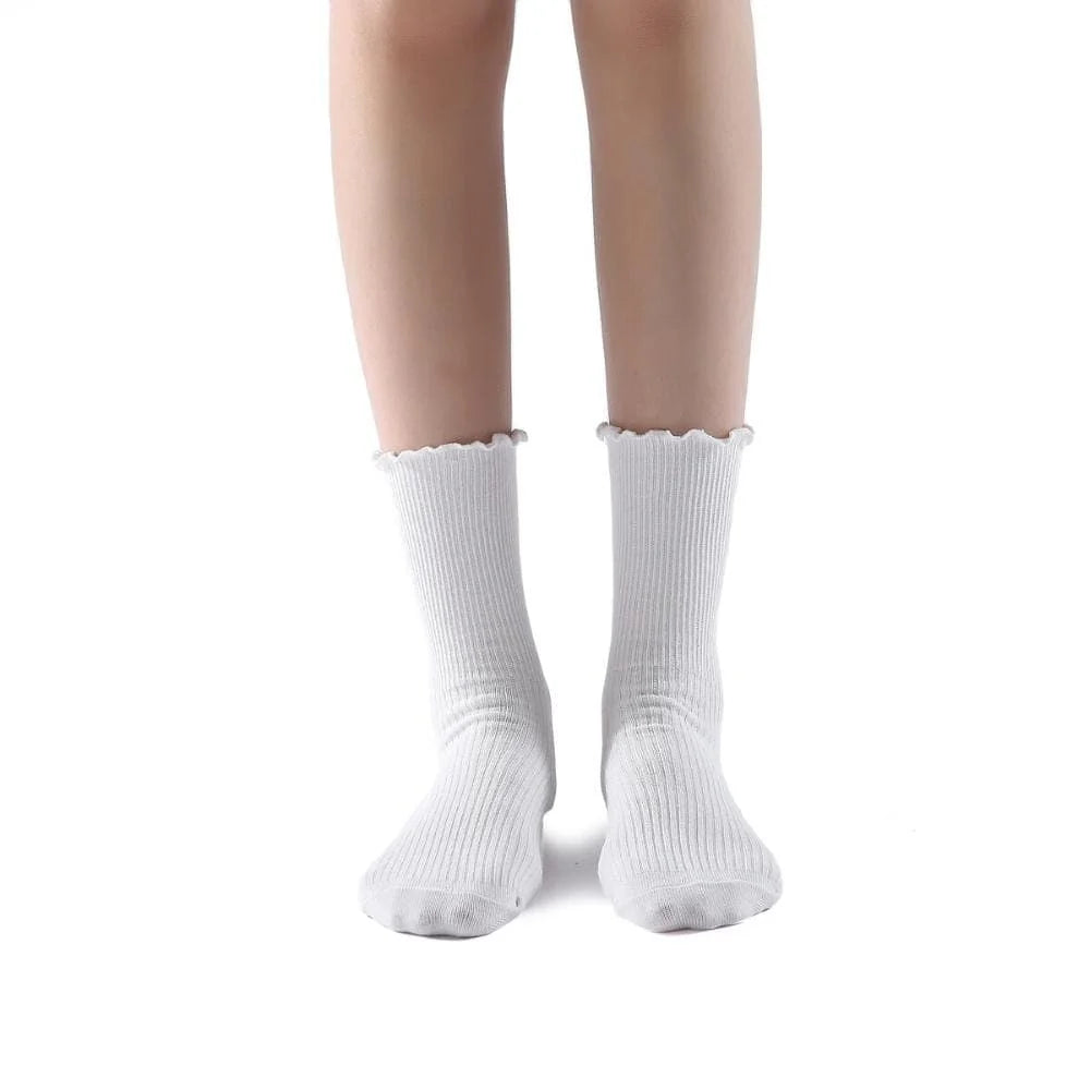 Princess Lulu Ruffle Crew Sock | White