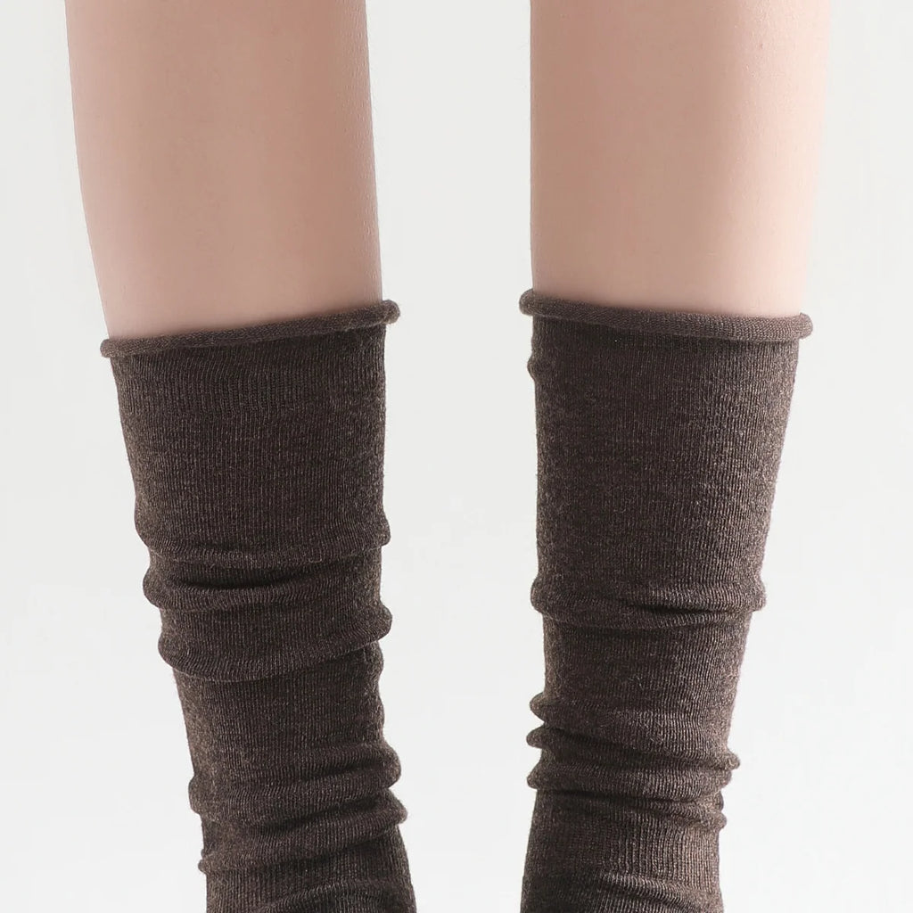 Sadie Wool Blend Slouch Mid High Sock | Brown